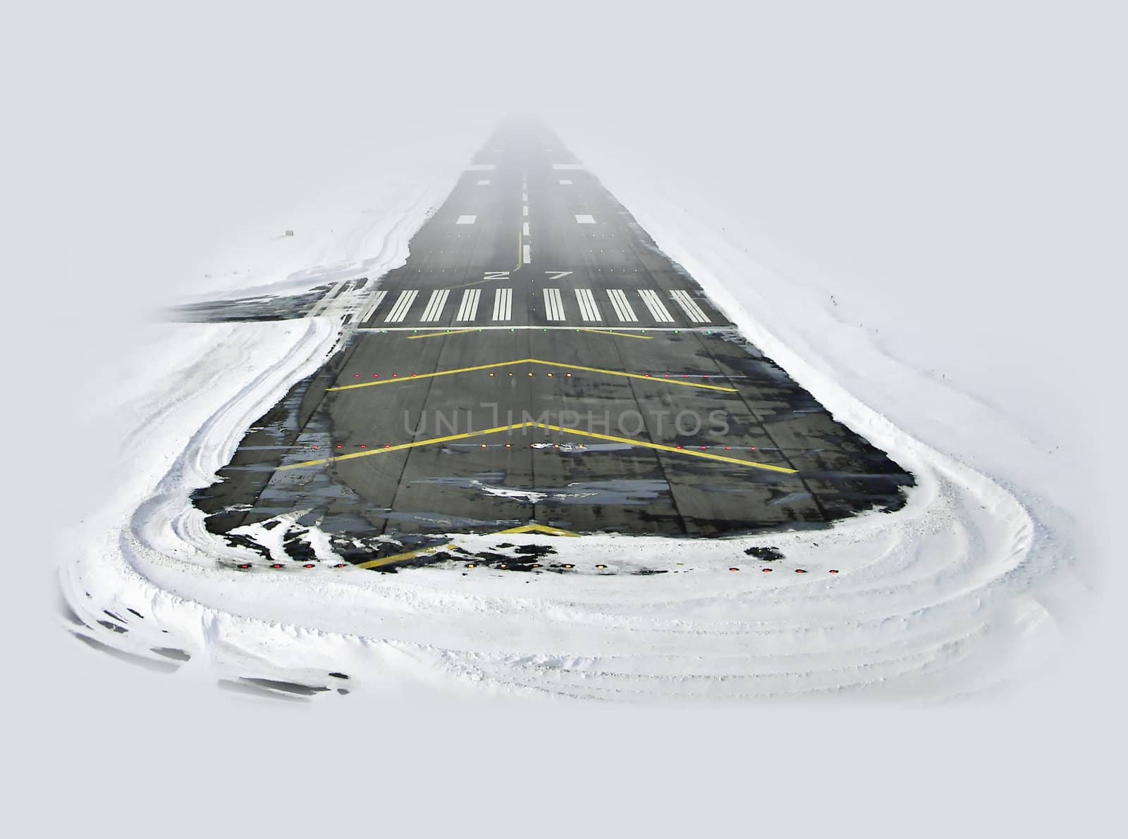 Landing in Sofia Airport during winter.