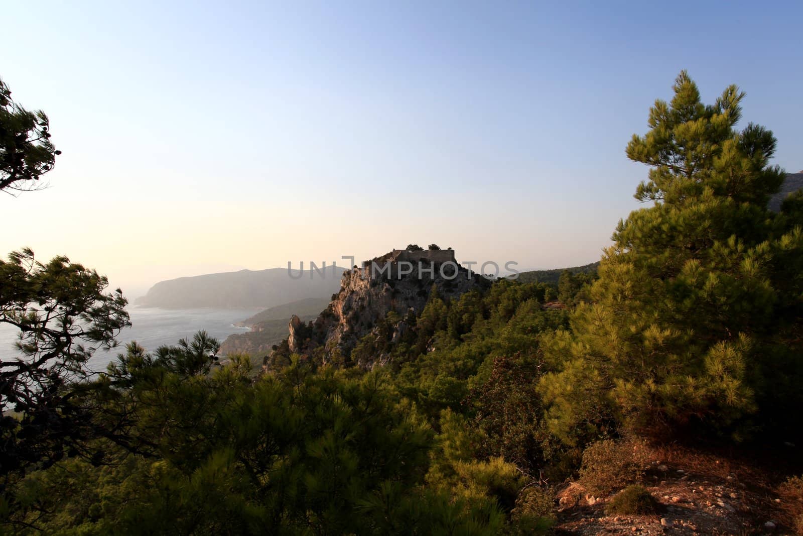 Monolithos Venitian Castle on the west coast of Rhodes in Greece