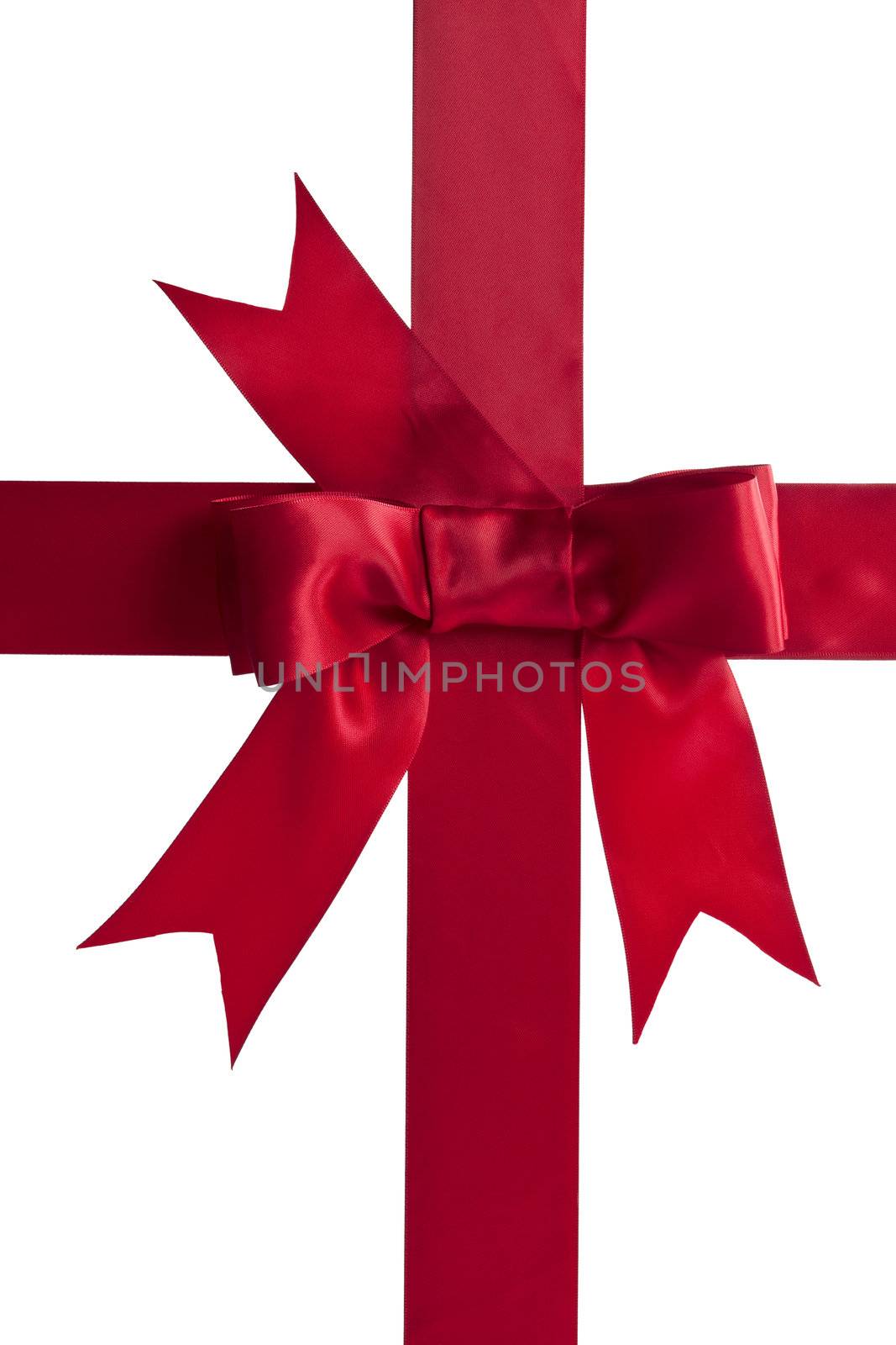 Image of gift ribbon and bow on white background