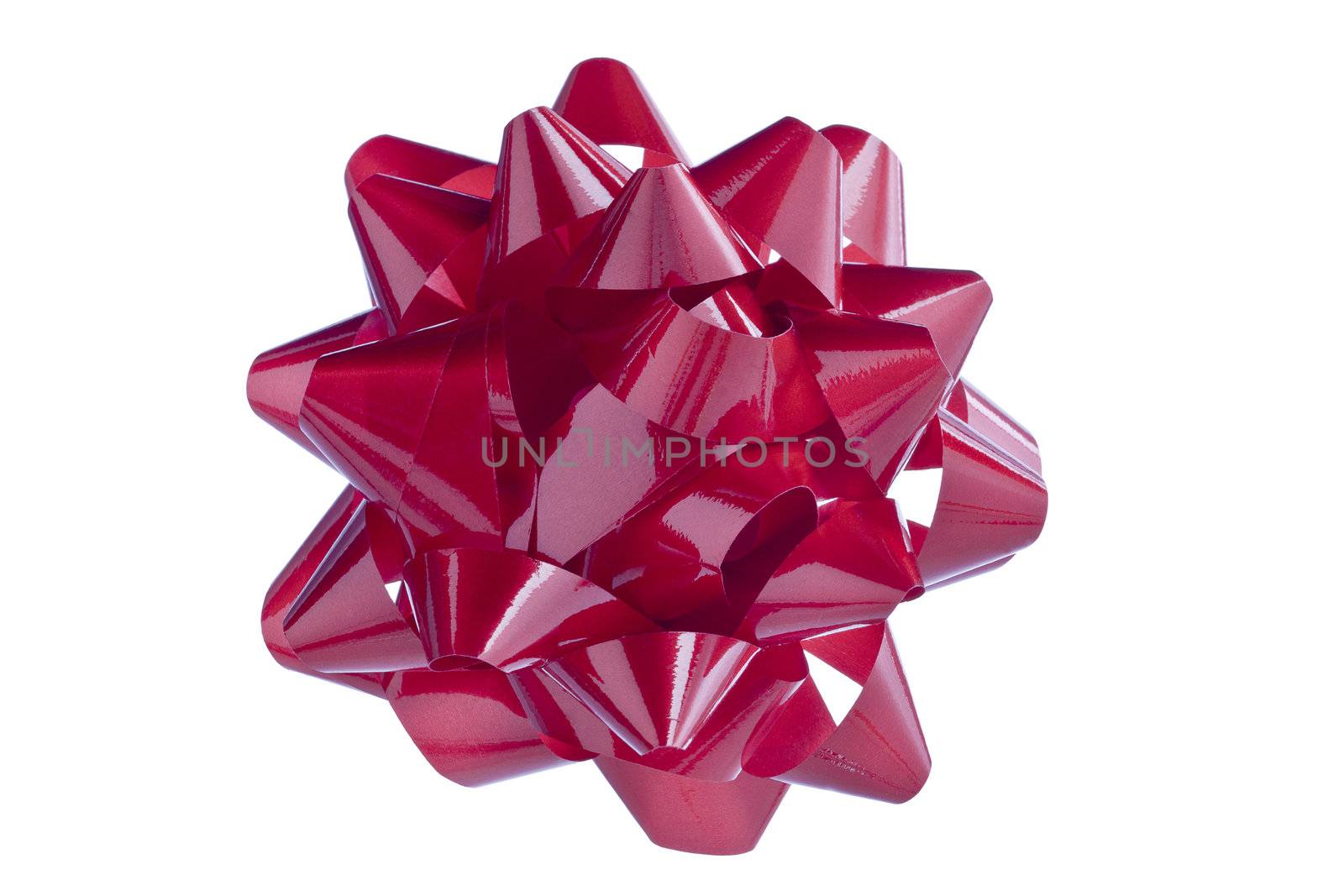 Image of red shinny bow isolated on white background