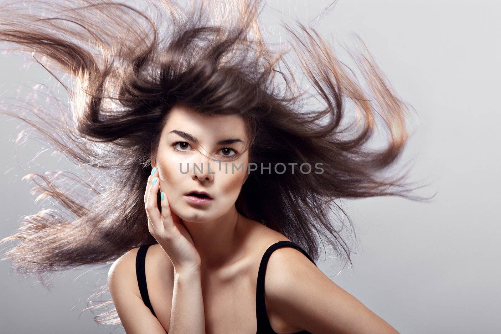fashion woman with flying hair by nigerfoxy