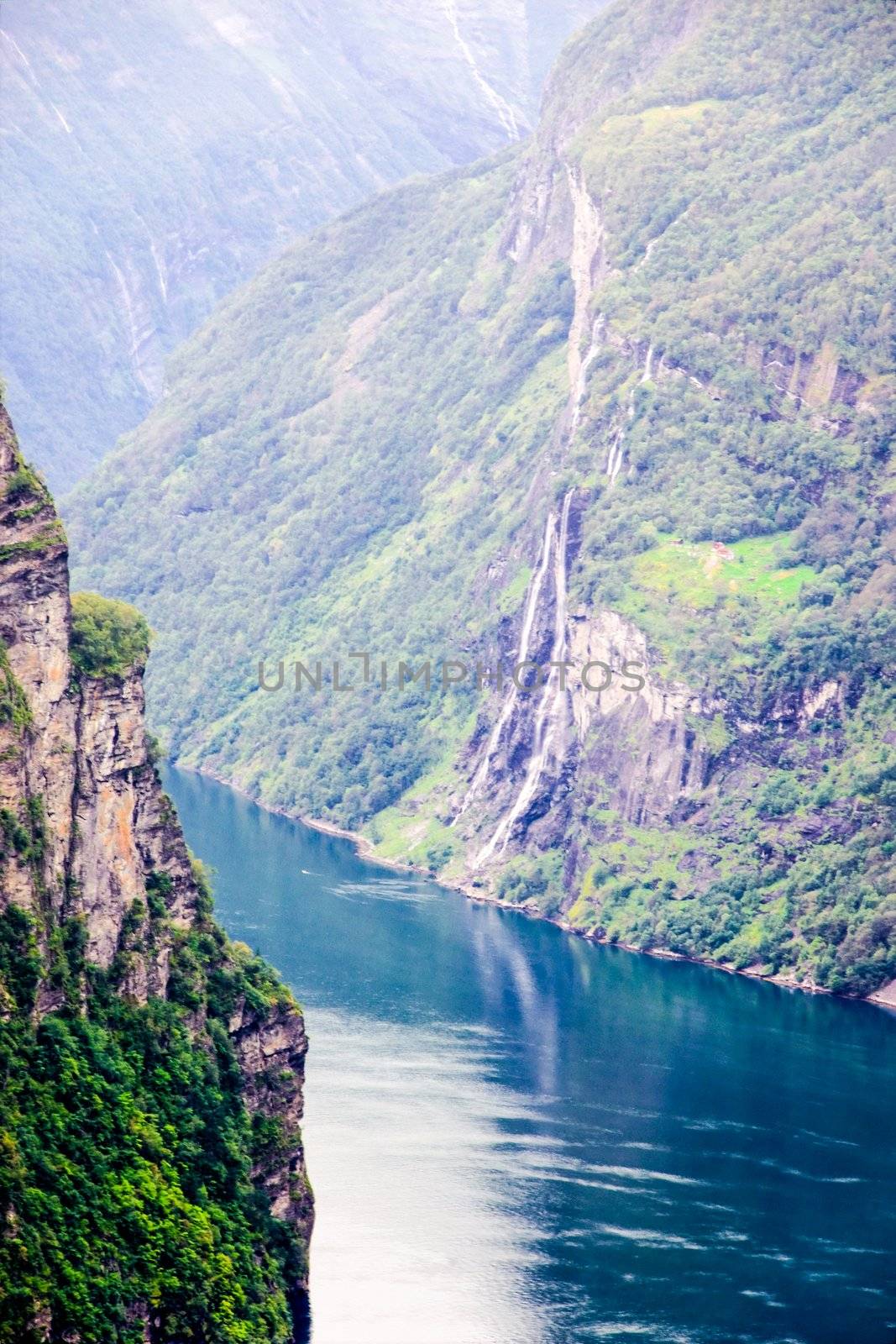 The top view on Gejrangerford and the town Gejranger, Norway