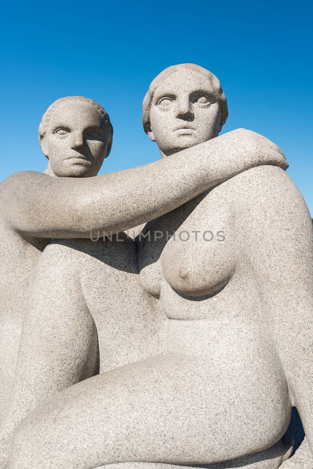 OSLO, NORWAY - AUGUST 27: Vigeland Sculpture Park covers 80 acres (320,000 m2) and features 212 bronze and granite sculptures all designed by Gustav Vigeland. August 27, 2012