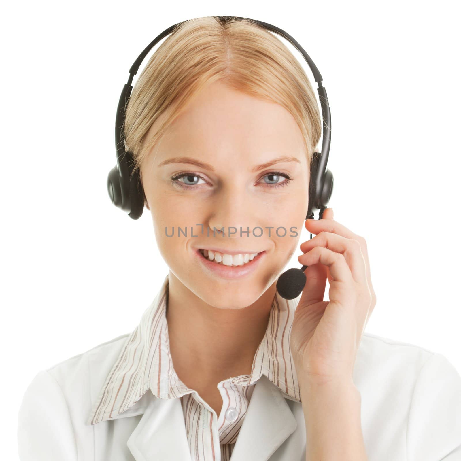 Cheerfull call center operator by AndreyPopov
