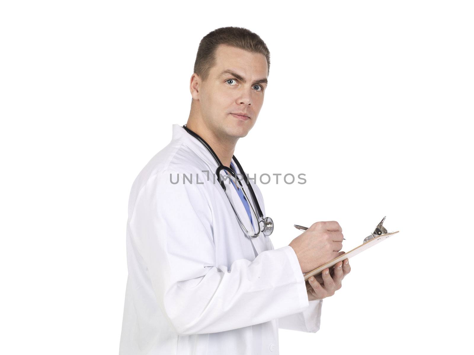 Professional healthcare looking in a side view image