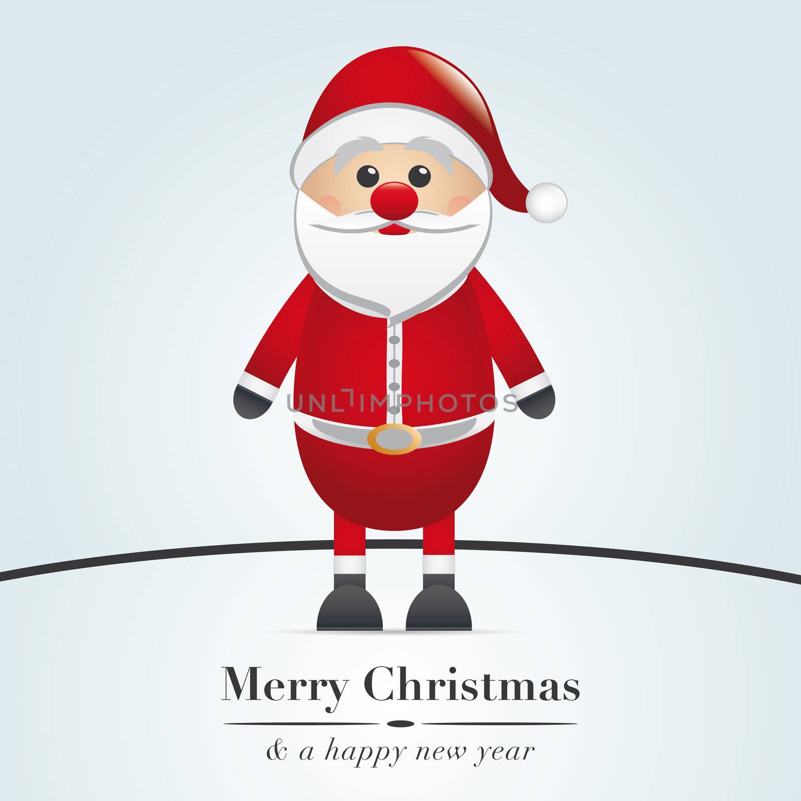 santa claus merry christmas type blue background