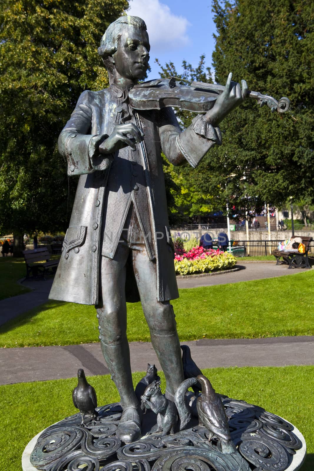 Mozart statue in Parade Gardens, Bath by chrisdorney