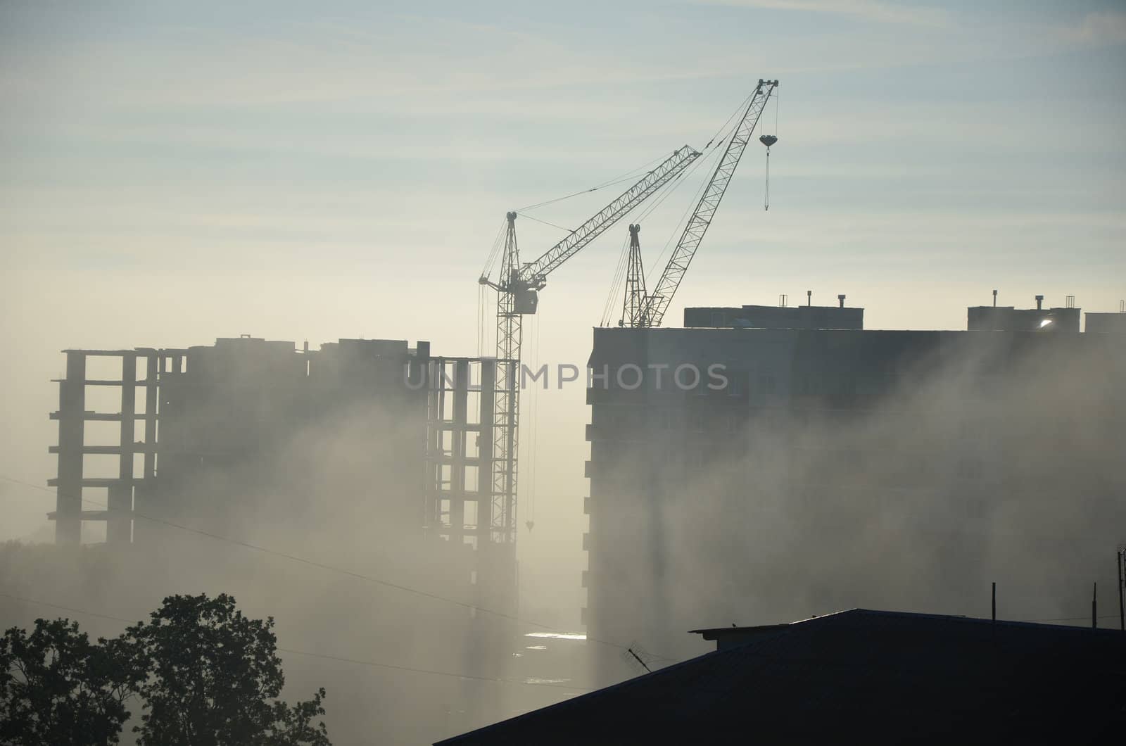 Kind on new buildings from a window of the next house, Moscow Region