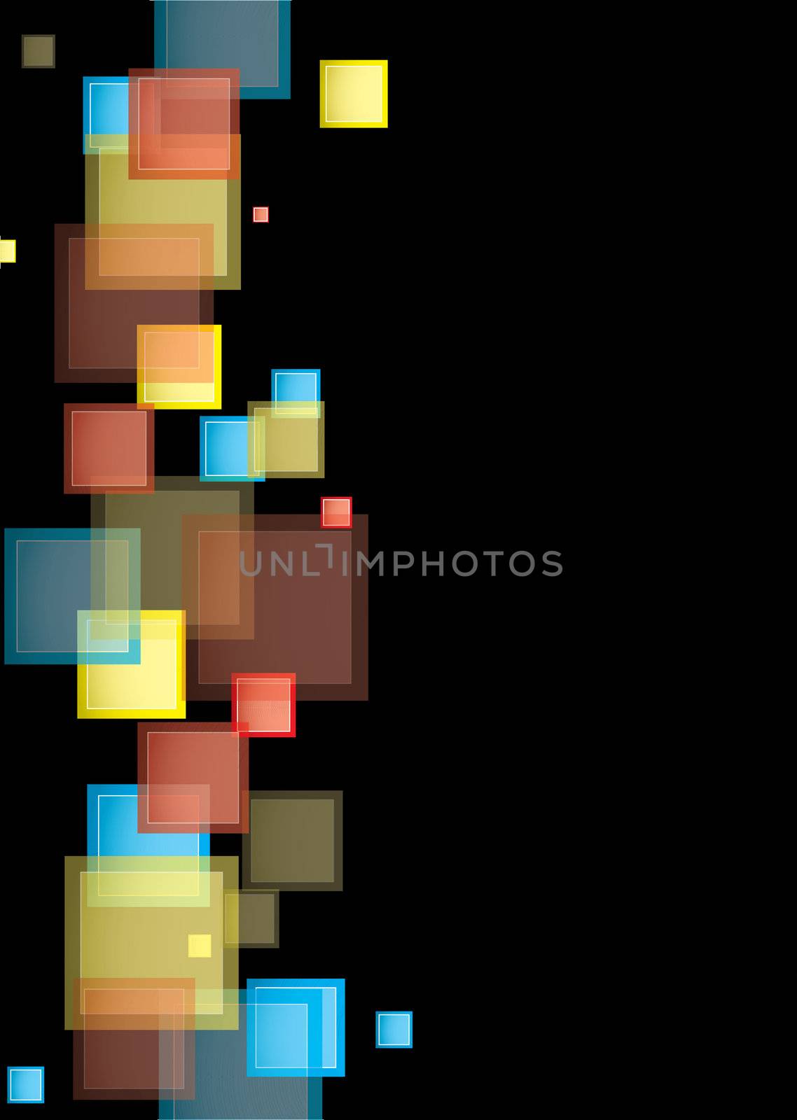 Black background presentation template with rainbow abstract squares