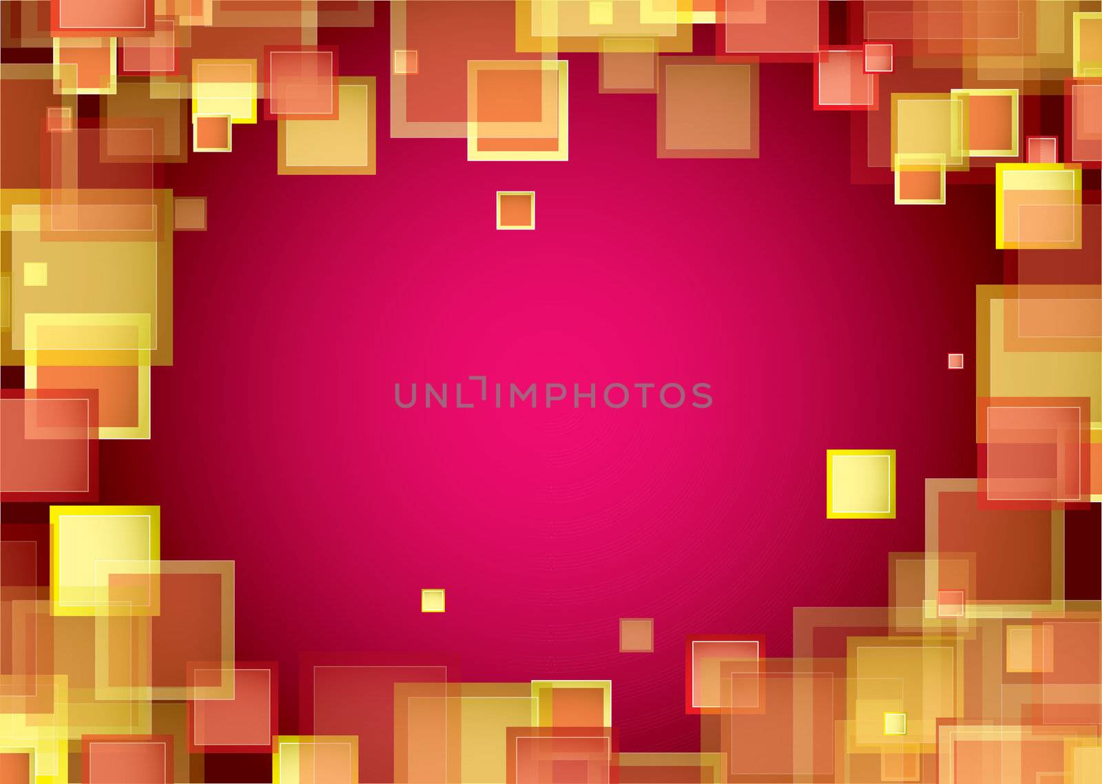 Red abstract background with warm square element frame