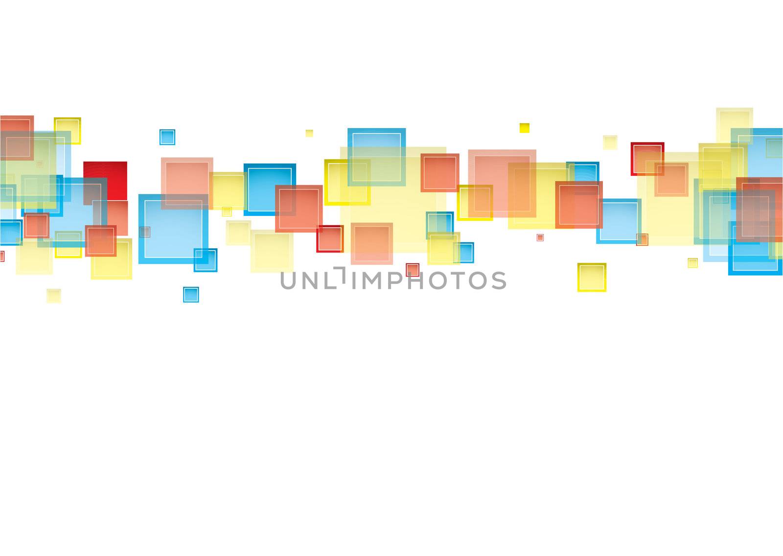White background with rainbow abstract sqaure design ideal for presentation