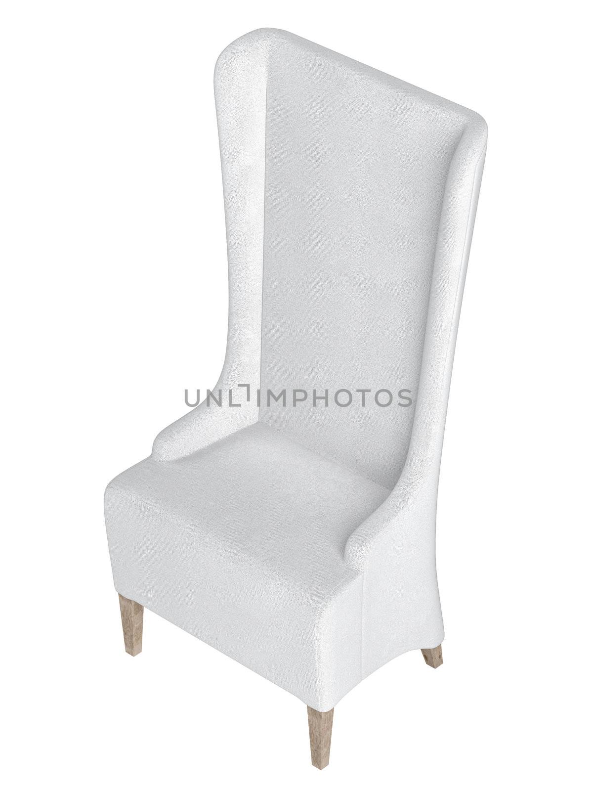 Modern design high backed upholstered armchair isolated on white to insert in your indoor decor