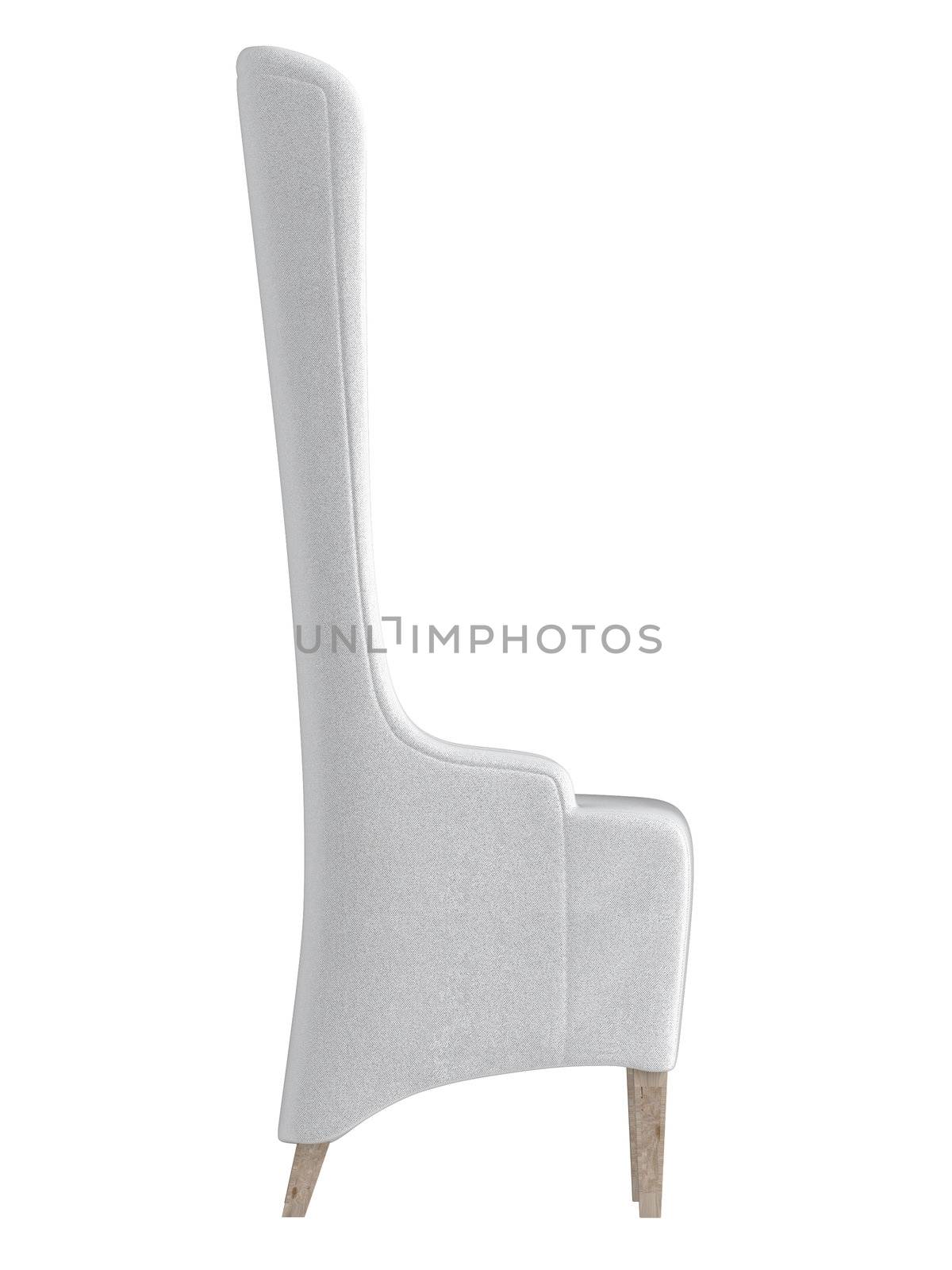 Modern design high backed upholstered armchair isolated on white to insert in your indoor decor