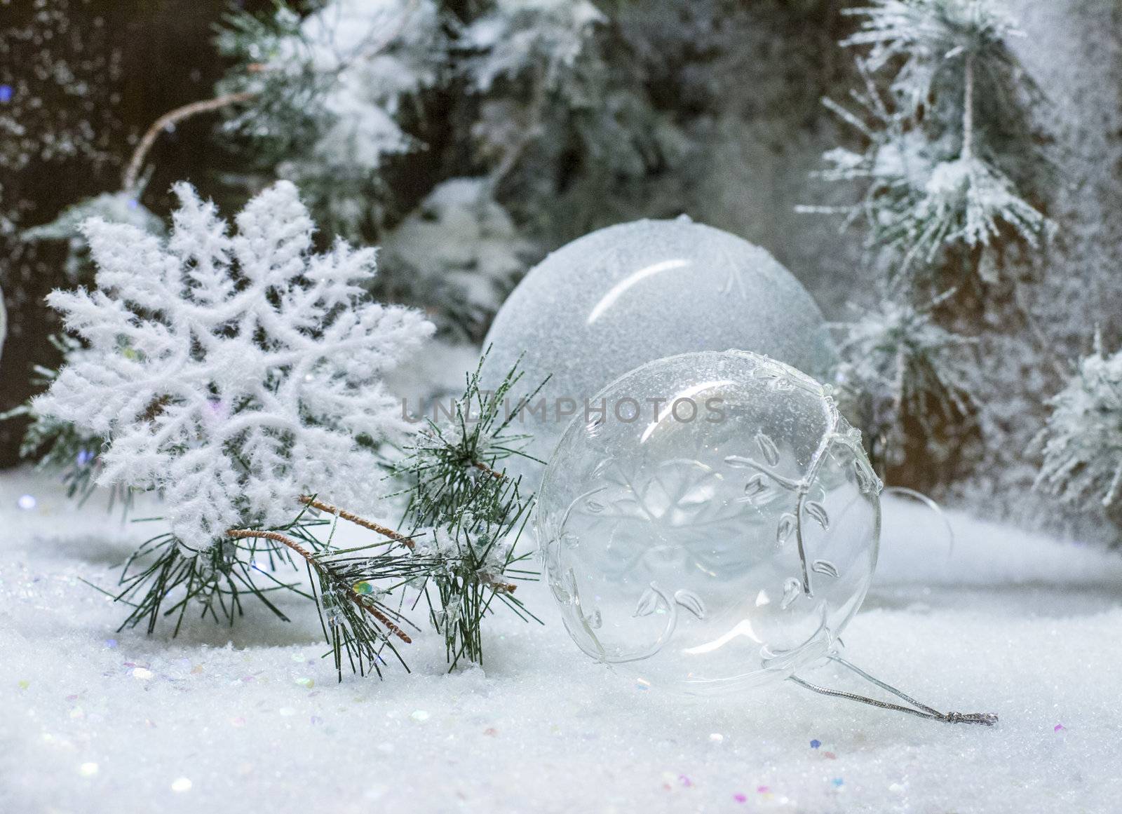 Christmas ball classic. Beautiful shiny Happy New Year bauble