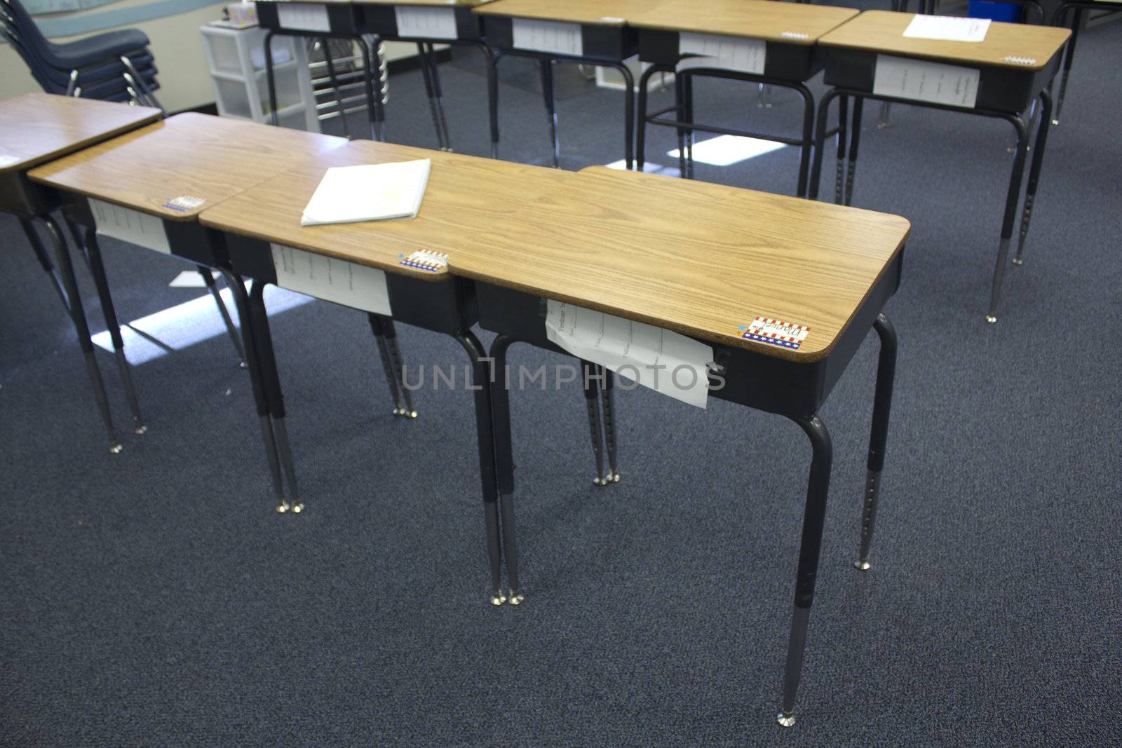 desk in an elementary classroom