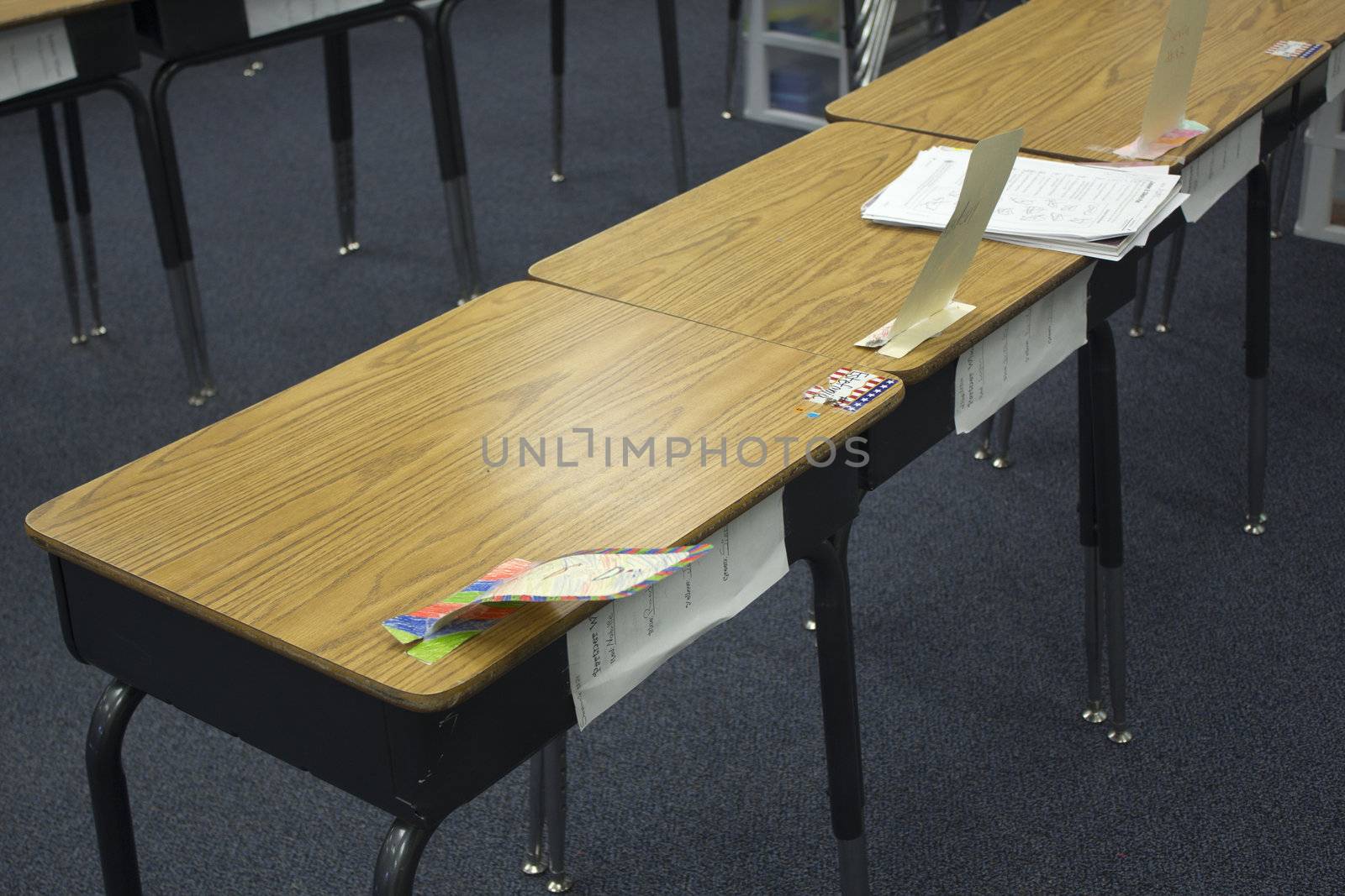 desk in an elementary classroom