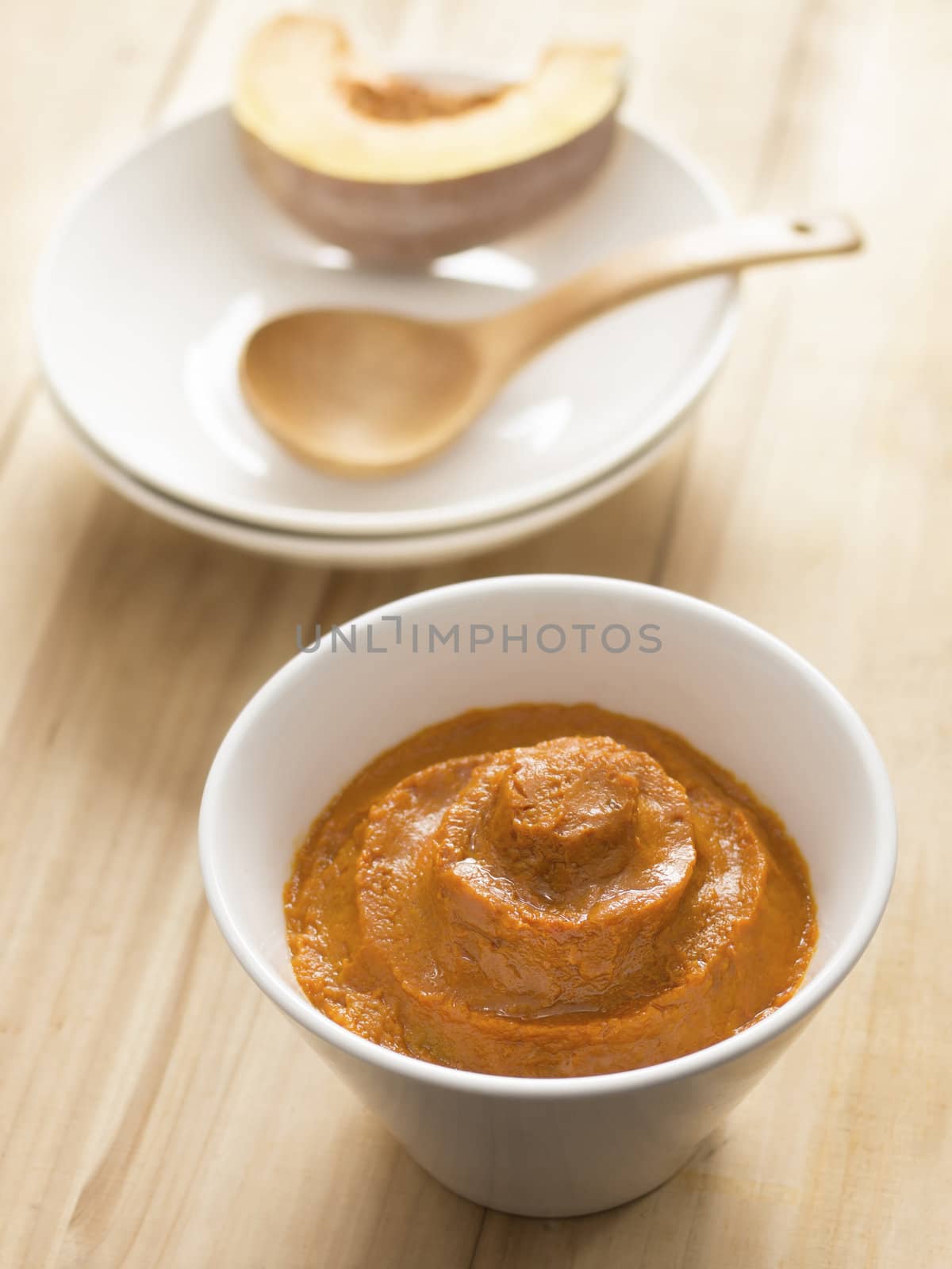 close up of a bowl of pumpkin mash