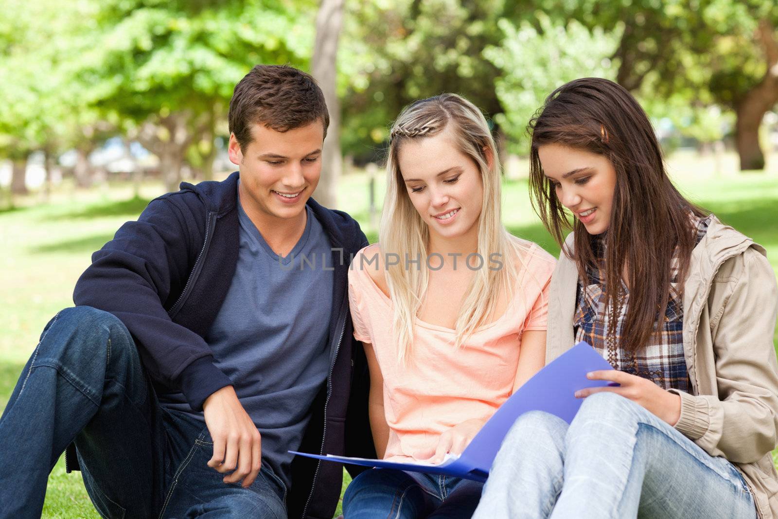 Three teenagers studying together by Wavebreakmedia