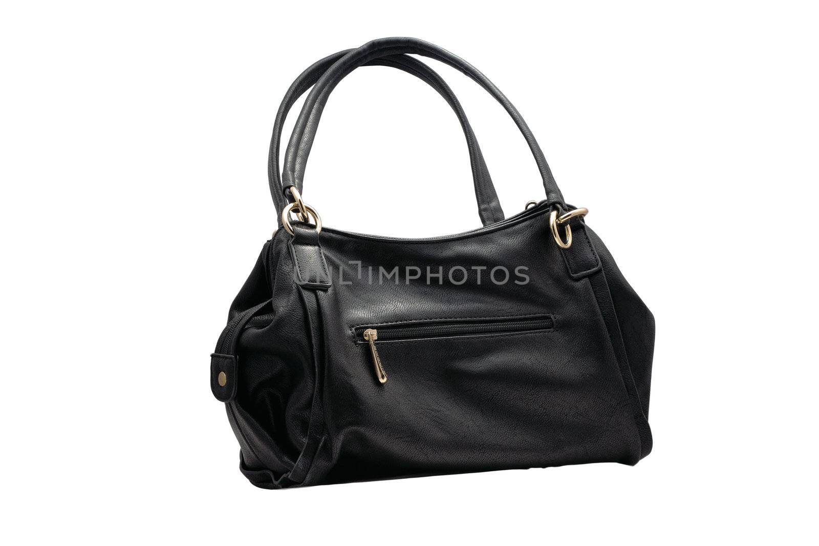 Isolated black leather handbag by ekipaj
