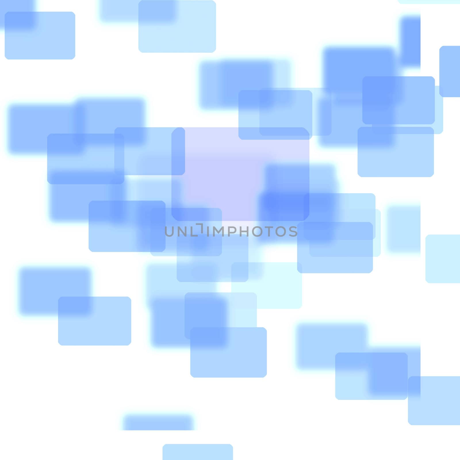 Blue squares melding together against a white background