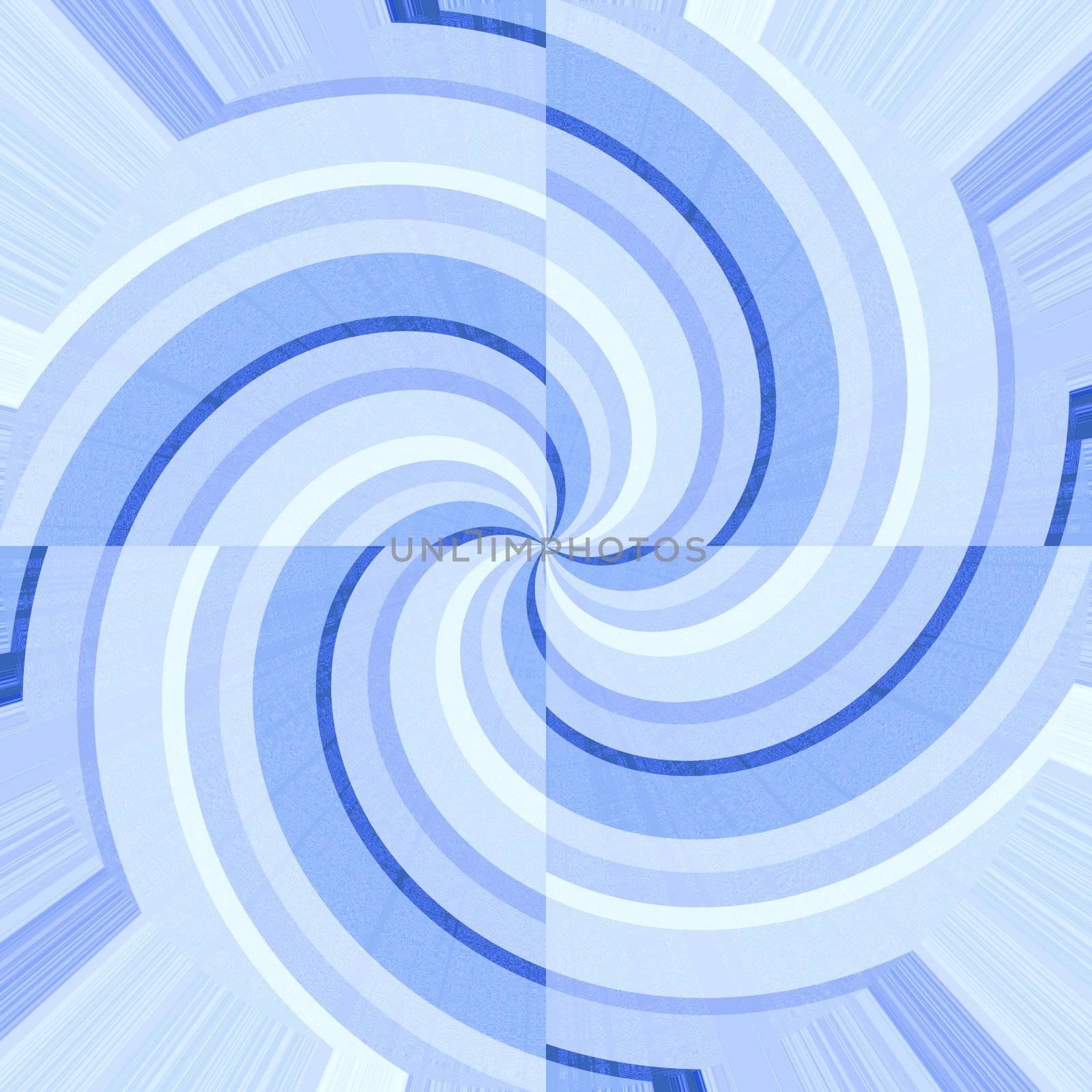 Blue and white curves forming spirals