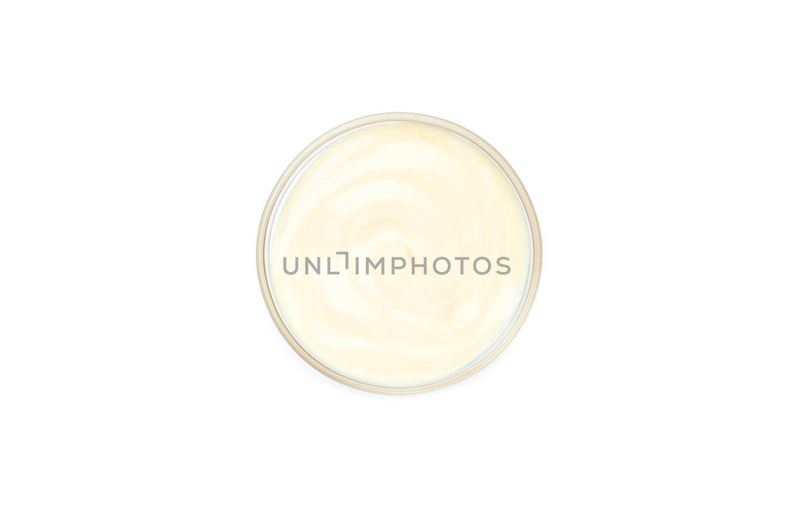 White dip in a bowl against a white background