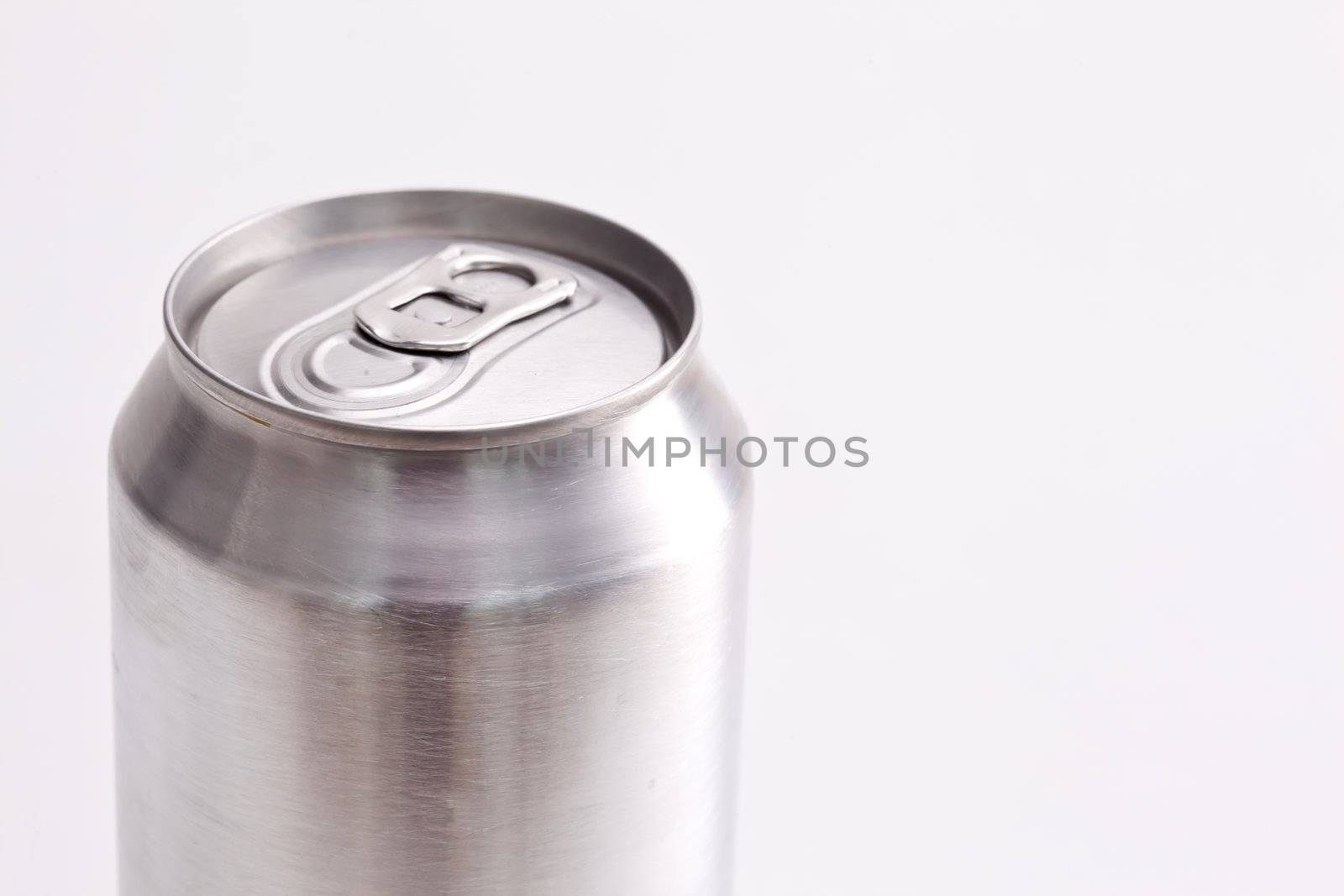 Closed aluminium can against a white background