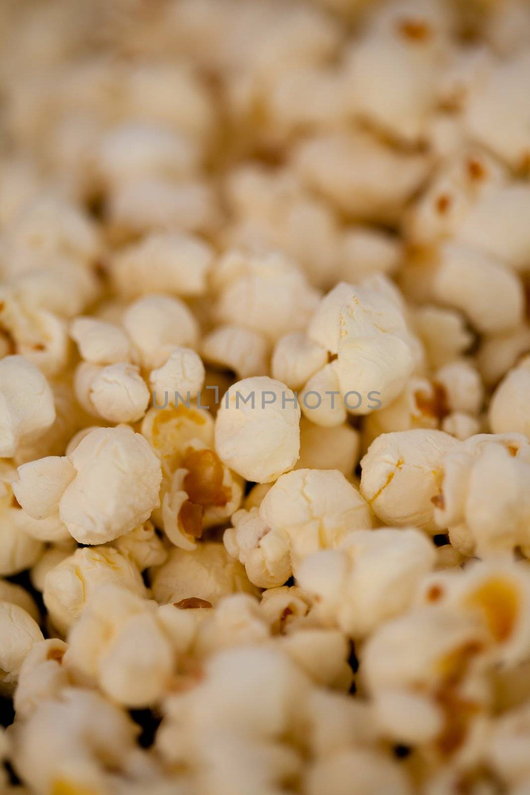 Close up on blurred popcorn