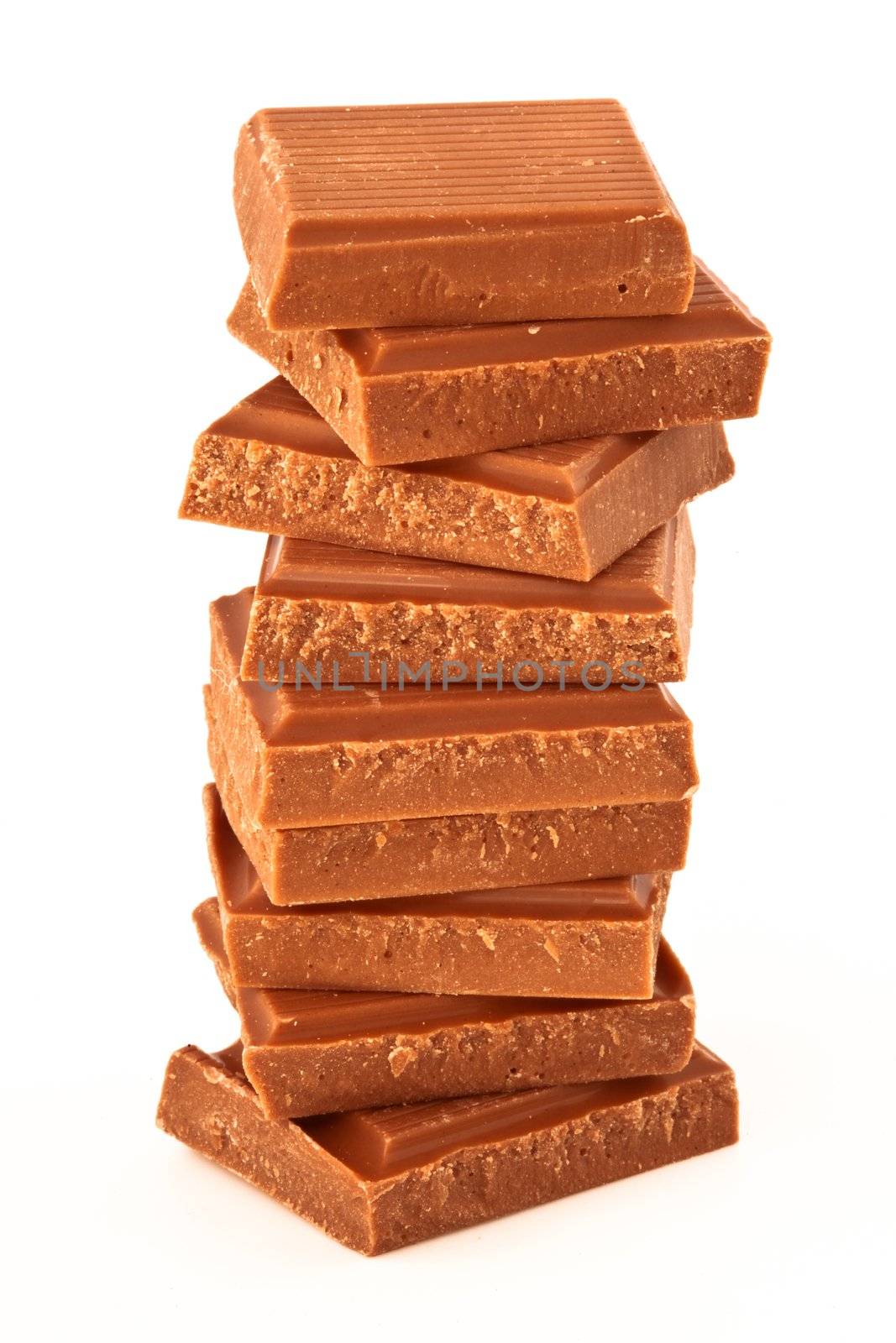 Photo of a pile of chocolate against a white background