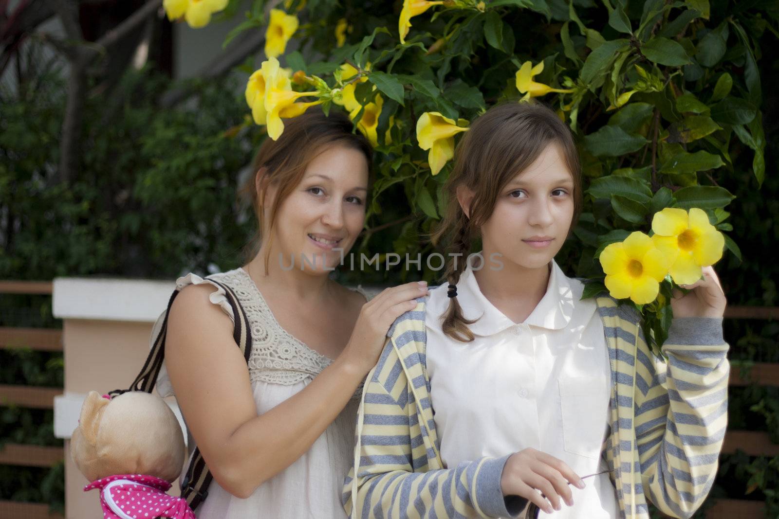 Mother and twelve-year-old russian daughterl in Thailand. Summer 2012