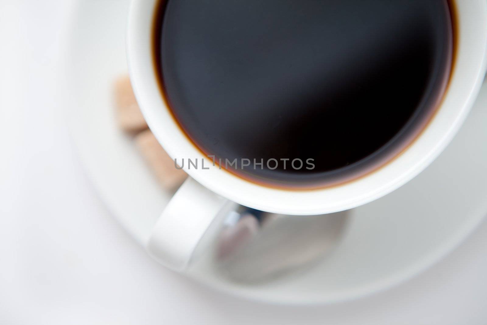 Cup of coffee against a white background
