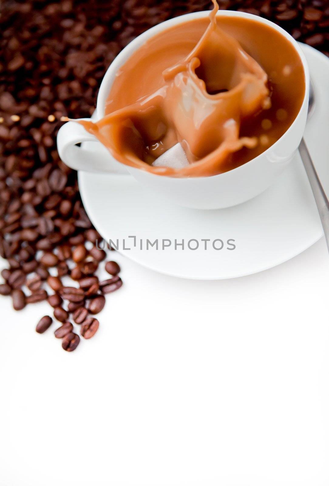 White coffee against a white background