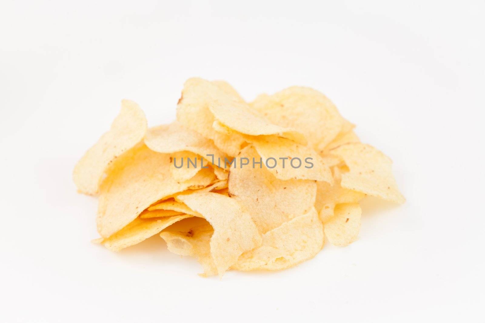 Stack of chips against white background