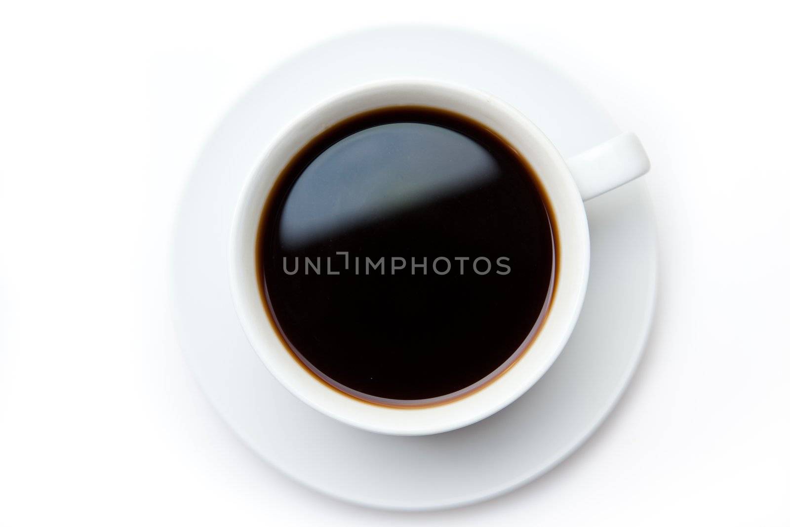 Cup of black coffee against white background 
