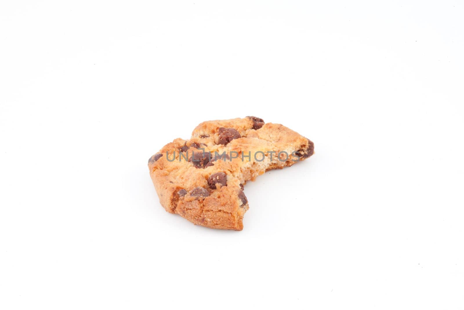 Cookie with a part missing against a white background