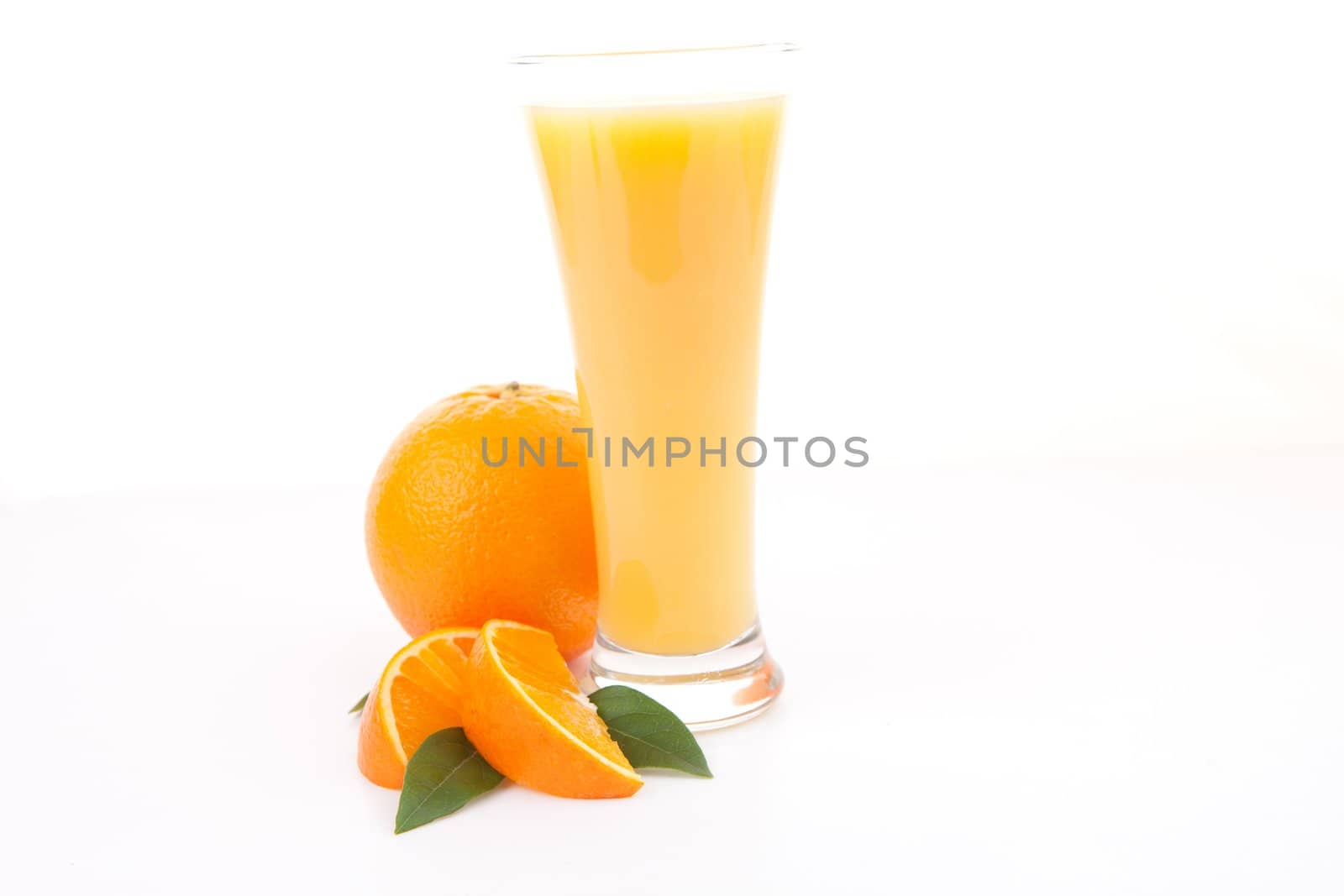 Orange juice against a white background