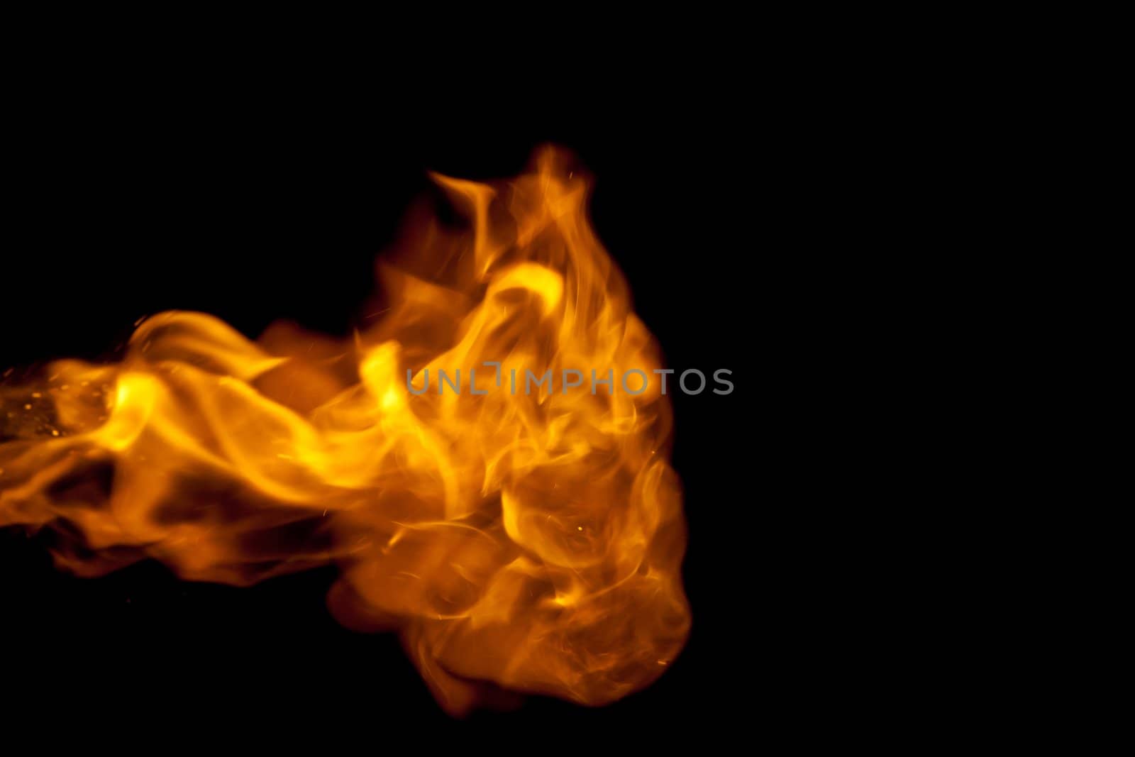 Fire flames against a black background