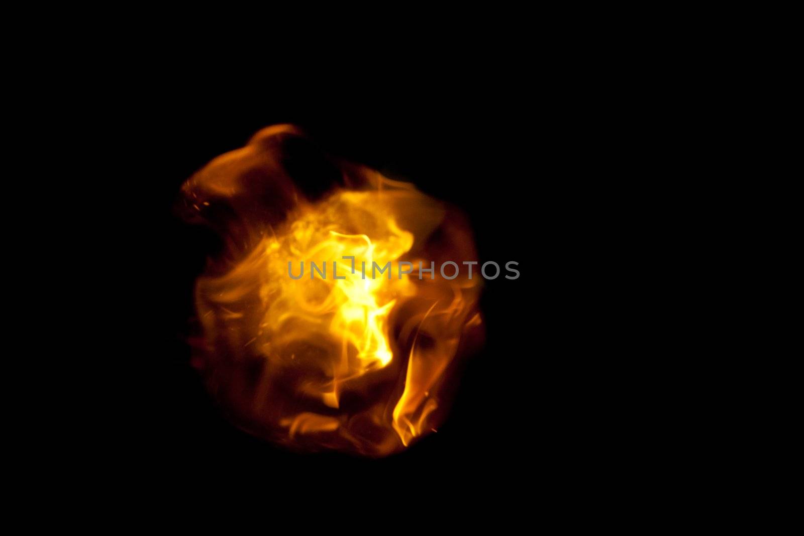 Ball of fire against a black background