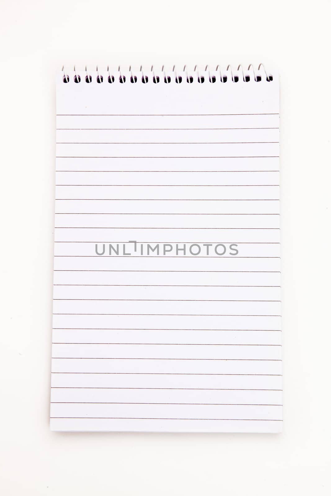 Empty notepad  sheet  against white background