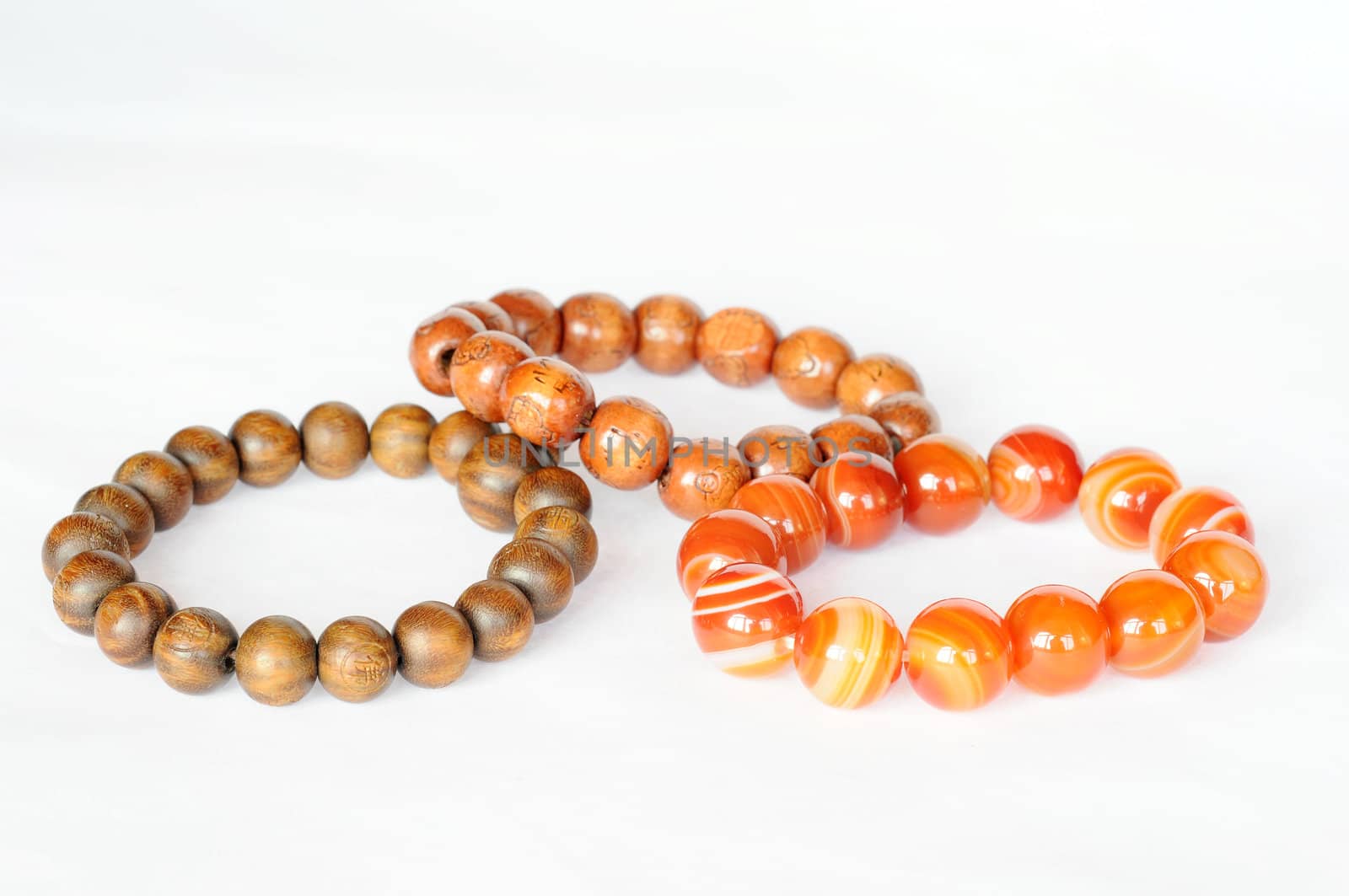 Buddhist beads on a white background