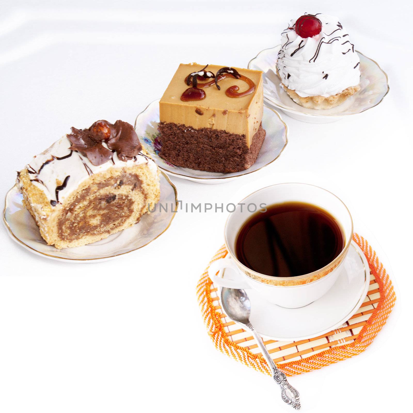 Black morning coffee and fresh sweet cake by sergey150770SV