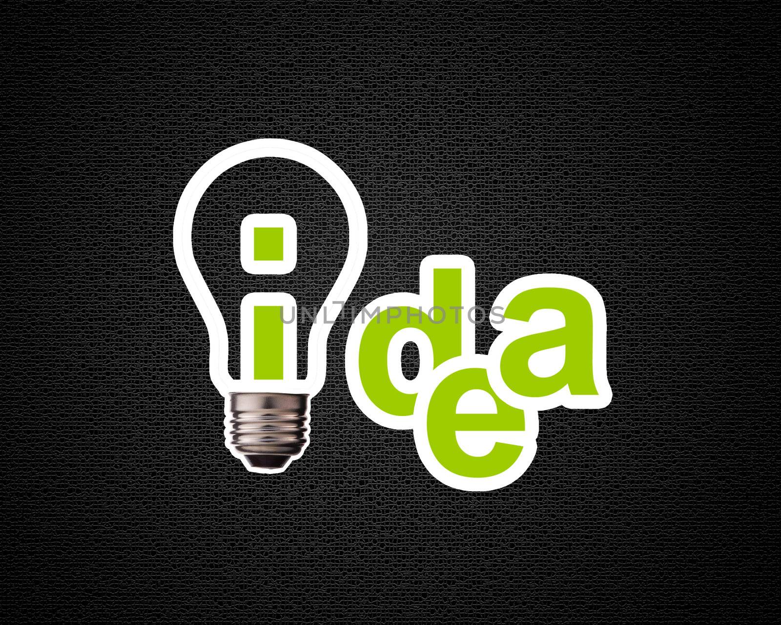 Idea word with lightbulb.