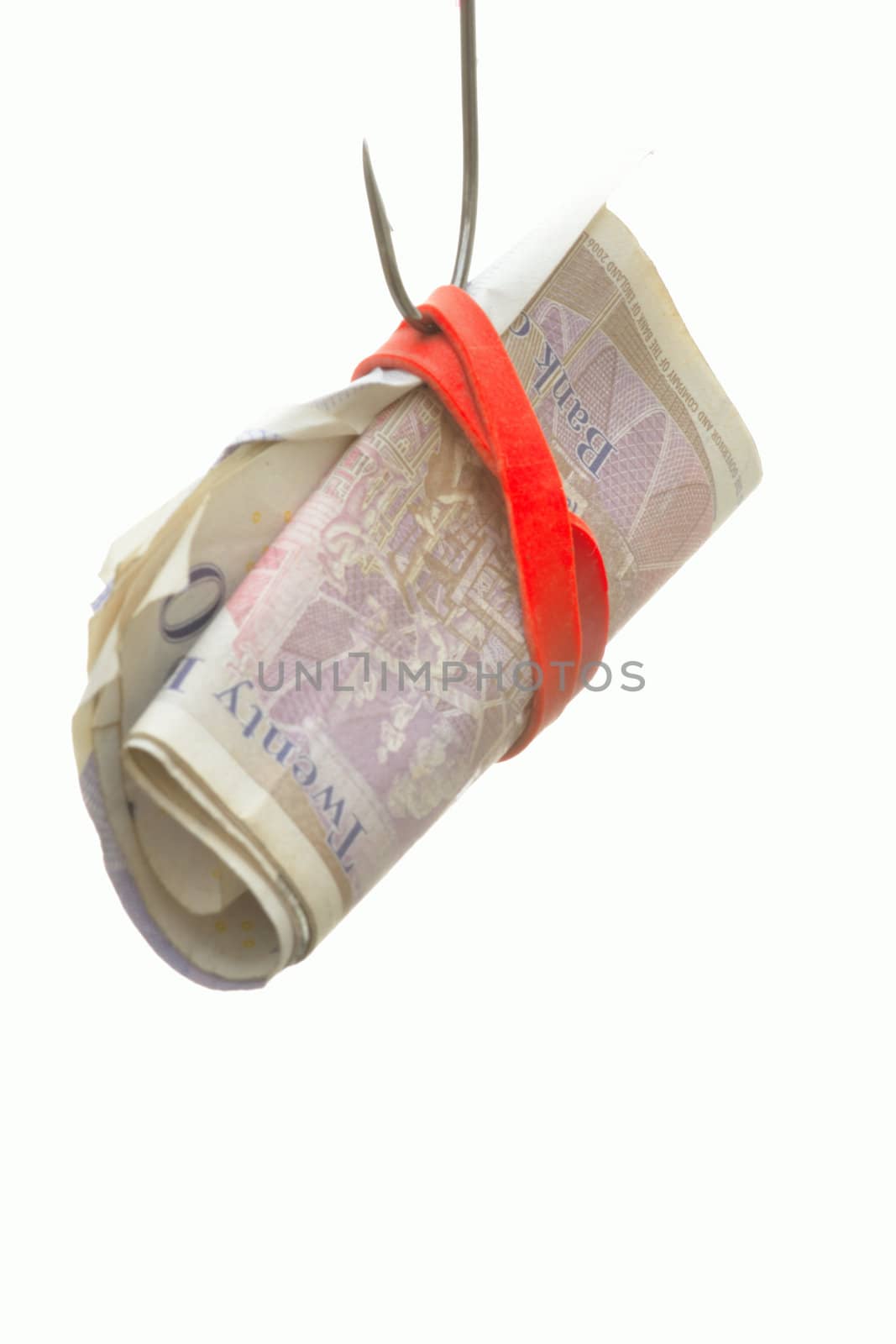 Fish Hook baited with Bank notes