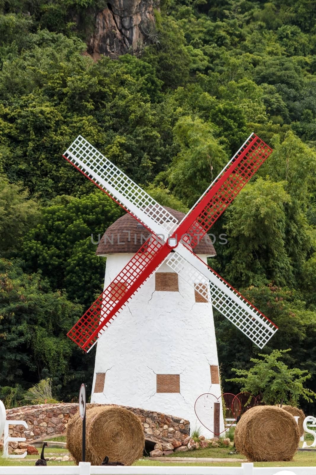 Windmill in the garden at Cha-am, Petchaburi, Thailand.