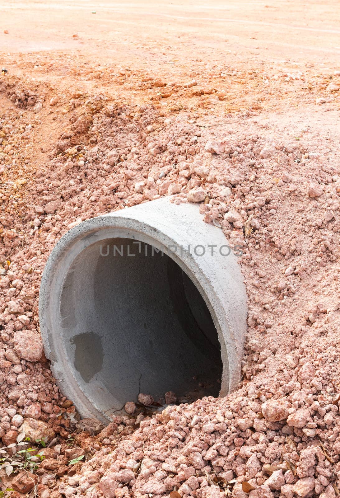 Concrete sewage pipes under construction site