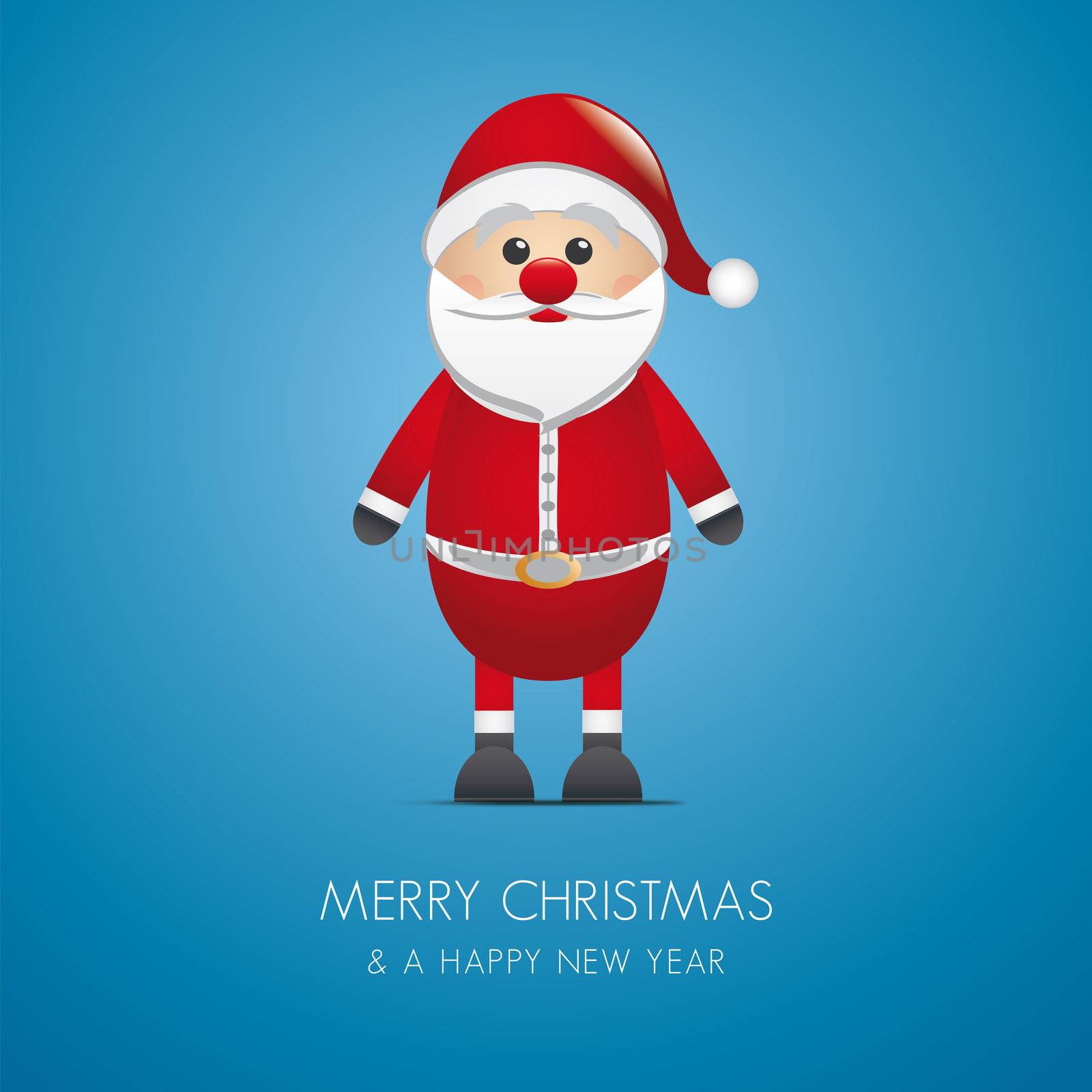 santa claus merry christmas type blue background