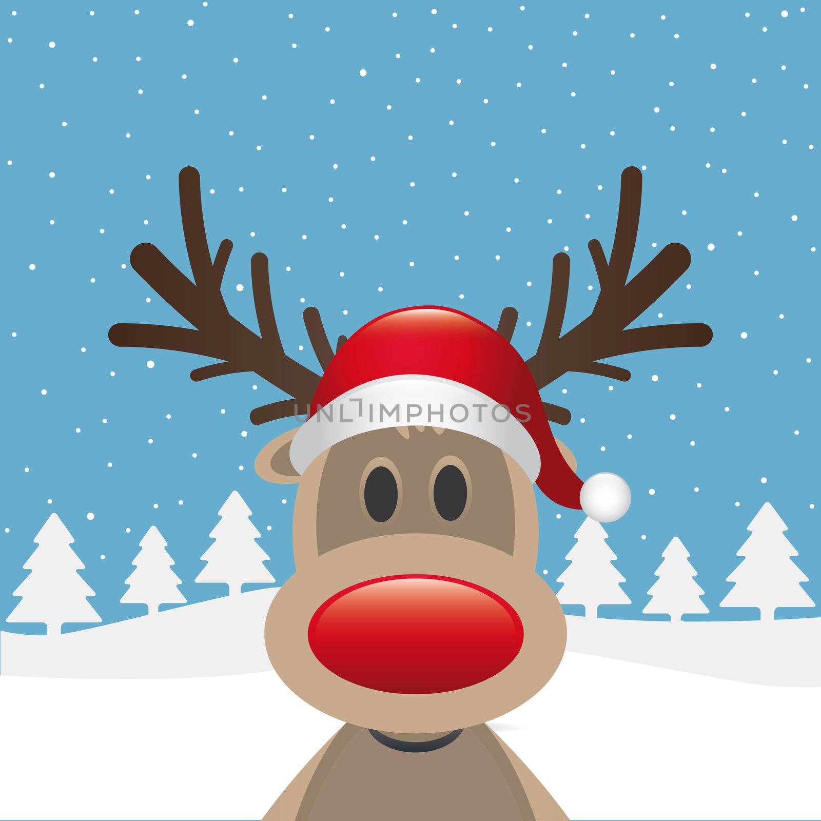 rudolph reindeer red nose santa claus hat