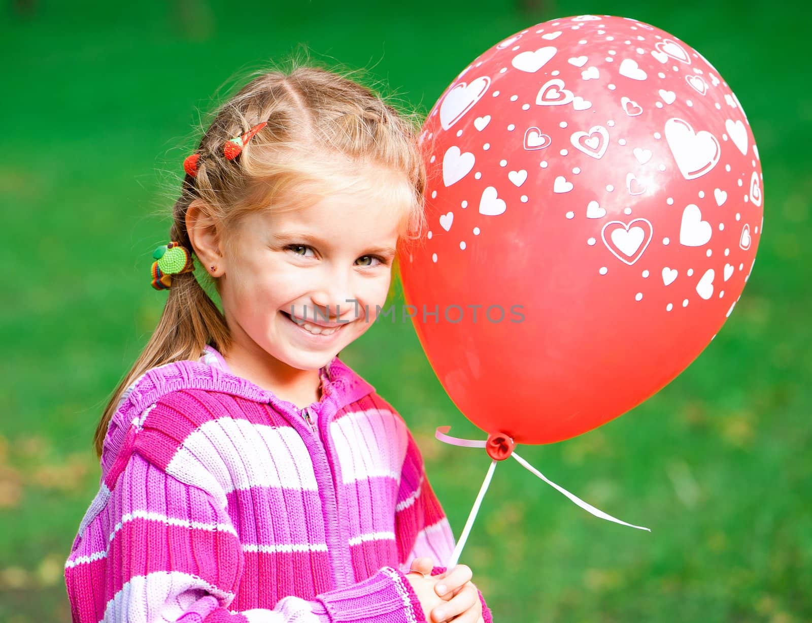 little girl with red balloon by GekaSkr