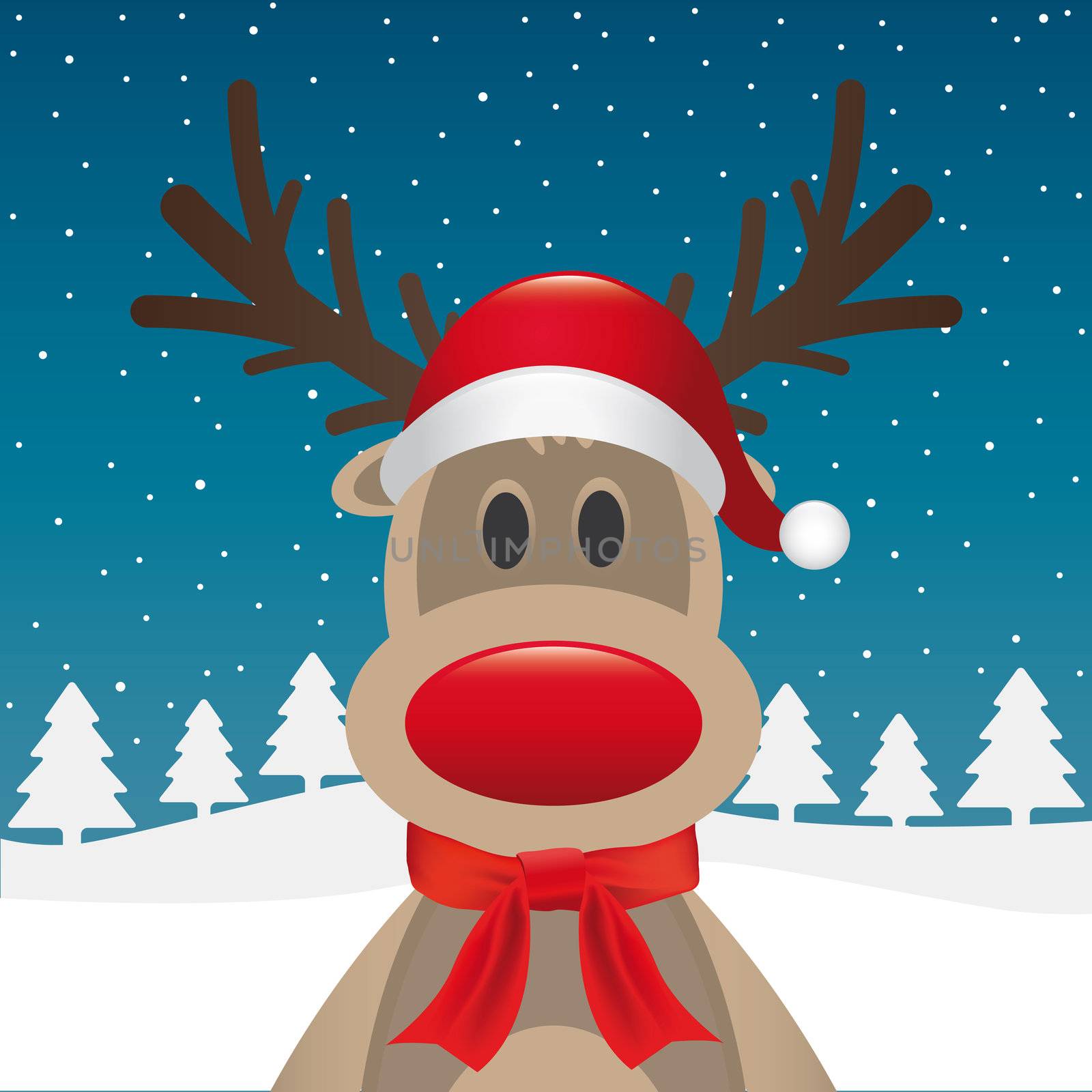 rudolph reindeer red nose scarf santa claus