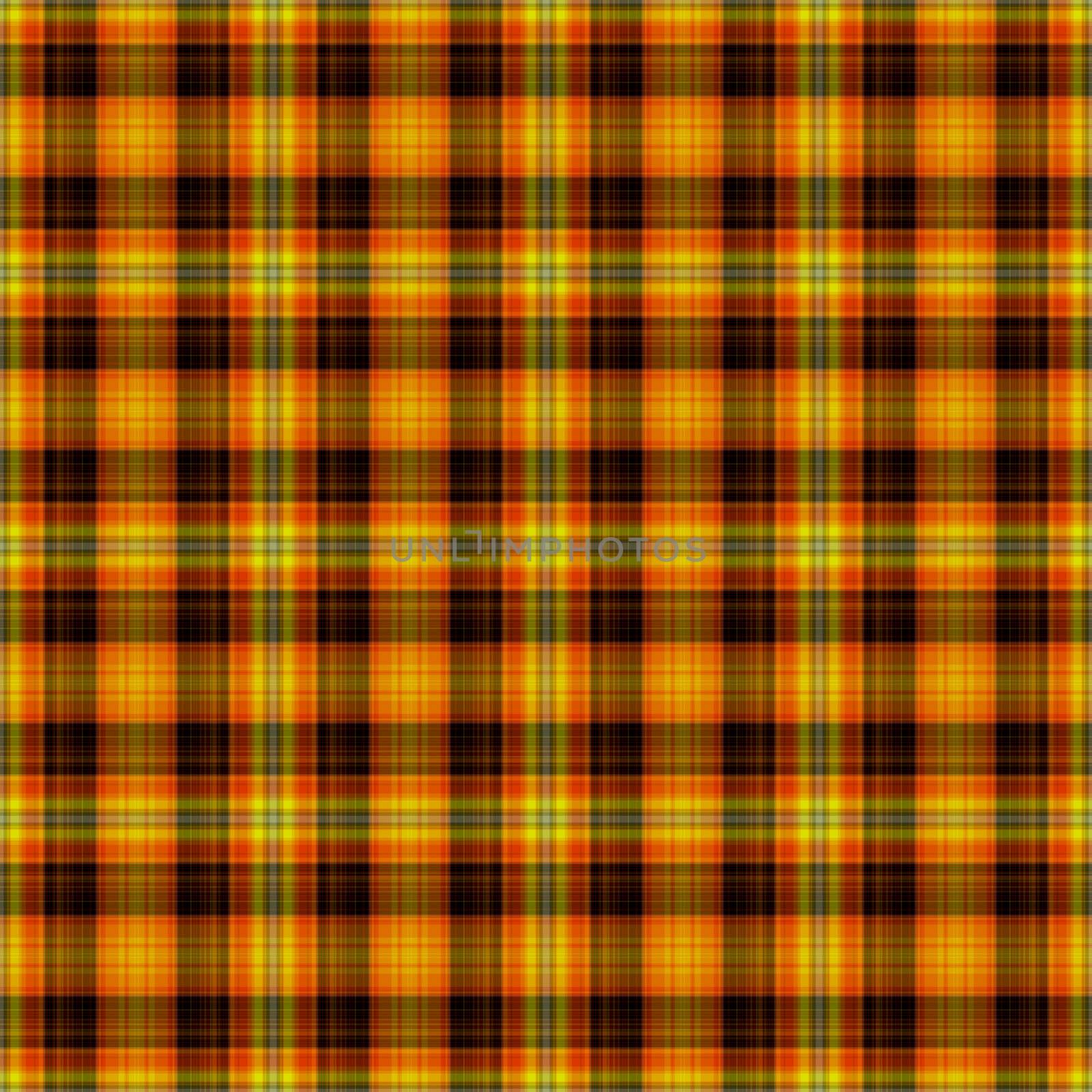 Seamless plaid pattern in bright orange, red, yellow, and black